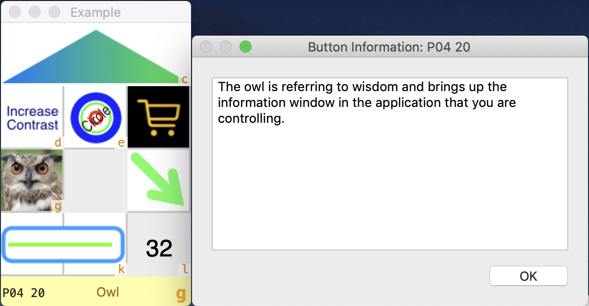 Extended information display for a button
