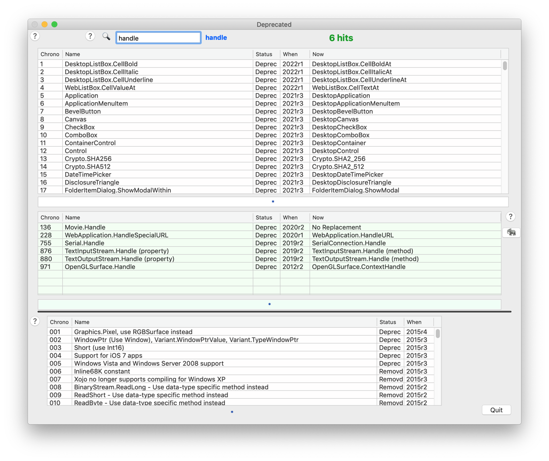 XojoDeprecated search results for 'handle'