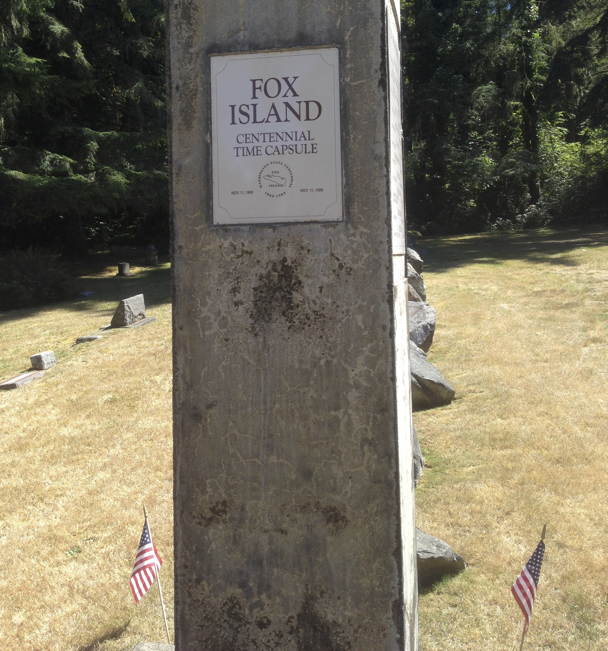 Fox Island Cemetery time capsule marker