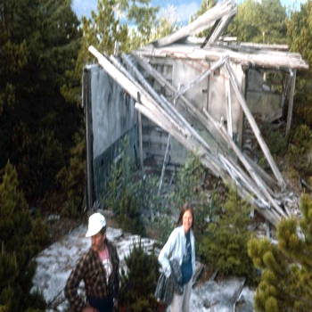 Pam and Tom at the radar station, 1989