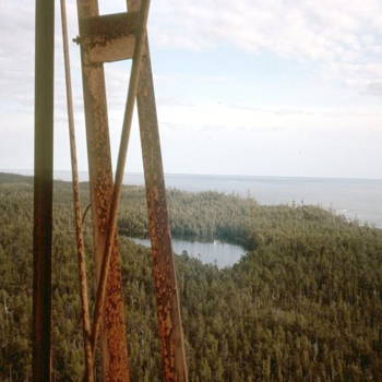 View southwest toward lake