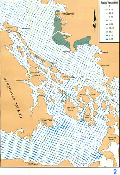 Sample page from the Current Atlas showing tidal current vectors