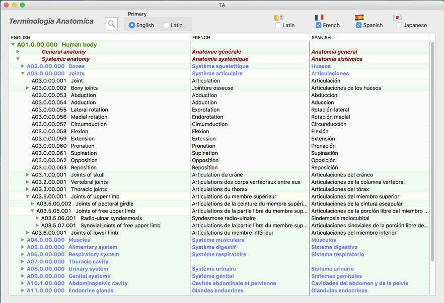 French and Spanish terms